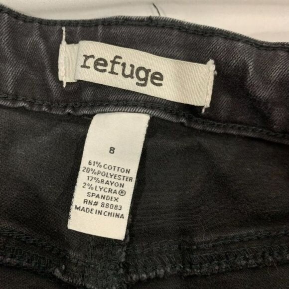 Refuge Womens Distressed Black Denim Jeans Size 8 Frayed Hem - Picture 3 of 7